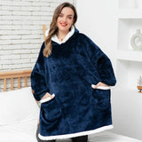 Long Flannel Blanket with Sleeves Winter Oversized Hoodies Sweatshirt Women and Men Pullover Sweat Giant Blanket Hoodie