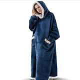 Long Flannel Blanket with Sleeves Winter Oversized Hoodies Sweatshirt Women and Men Pullover Sweat Giant Blanket Hoodie