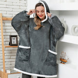 Long Flannel Blanket with Sleeves Winter Oversized Hoodies Sweatshirt Women and Men Pullover Sweat Giant Blanket Hoodie