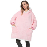 Long Flannel Blanket with Sleeves Winter Oversized Hoodies Sweatshirt Women and Men Pullover Sweat Giant Blanket Hoodie