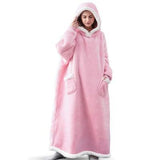 Long Flannel Blanket with Sleeves Winter Oversized Hoodies Sweatshirt Women and Men Pullover Sweat Giant Blanket Hoodie