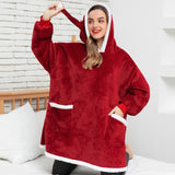 Long Flannel Blanket with Sleeves Winter Oversized Hoodies Sweatshirt Women and Men Pullover Sweat Giant Blanket Hoodie