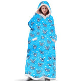 Long Flannel Blanket with Sleeves Winter Oversized Hoodies Sweatshirt Women and Men Pullover Sweat Giant Blanket Hoodie