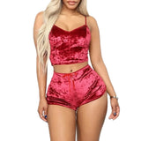 Pillow Fight: Crop top and Shorts Two Piece Pajama Set