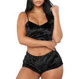 Pillow Fight: Crop top and Shorts Two Piece Pajama Set